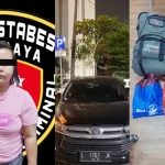 Pelaku beserta barang bukti mobil rental yang berhasil diamankan.