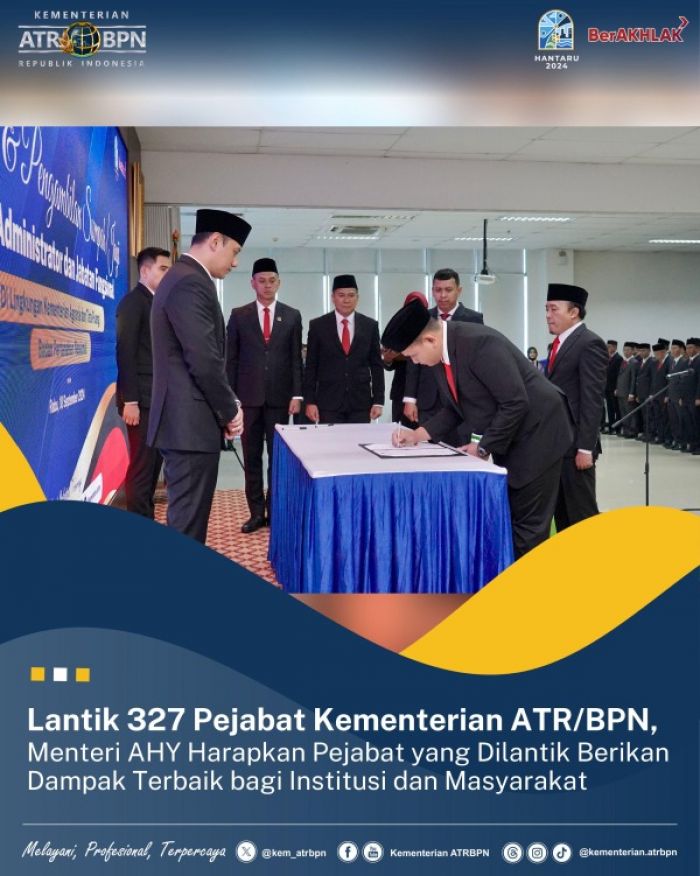 Menteri AHY Lantik 327 Pejabat Kementerian ATR/BPN di Cikeas