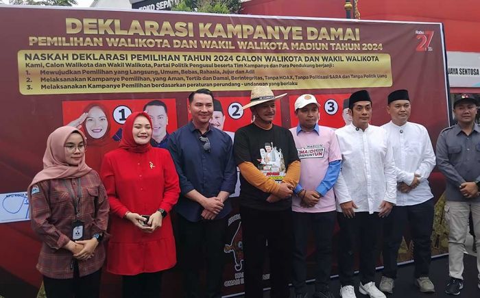 Ciptakan Kondusivitas, 3 Paslon Wali Kota dan Wakil Wali Kota Madiun Deklarasi Kampanye Damai