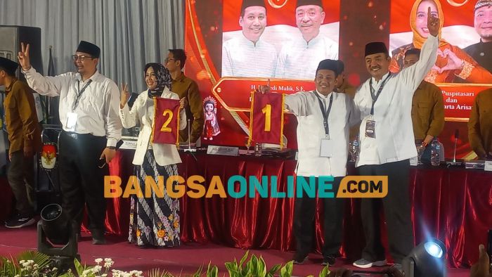 Undian Paslon Pilwali Mojokerto, Junaedi-Chusnun dan Ita-Sandi Ungkap Makna Nomor yang Didapat