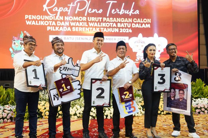 Sah! KPU Undi dan Tetapkan Nomor Tiga Paslon Peserta Pilwali Batu 2024