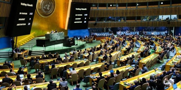Daftar Negara yang Mendukung, Menolak dan Abstain Palestina Jadi Anggota PBB. Foto: Ist