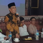 Gunawan Wibisono, anggota DPRD Jatim dari PDIP saat sosialisasi pendidikan kepada komunitas bantengan di Museum Panji, Desa Pandanajeng, Kecamatan Tumpang, Kabupaten Malang.