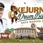 Banner Kejurnas Drum Band yang diselenggarakan di Kota Madiun