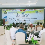 Jagong Masalah Haji dan Umrah (Jamaroh) dengan prokes covid-19 di Aula Resto Kayu Manis Jalan Basuki Rahmat Tuban, Selasa (24/11). 