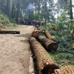 BPBD bersama DPU bina marga dibantu warga melakukan pembersihan material longsor.