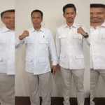 Ketua DPC Gerindra Kota Pasuruan, Sumarjono, bersama putranya Tutur Anjar Jiwandono yang menjabat sebagai wakil.