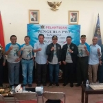 Pengurus PWI Bangkalan foto bersama Bupati Abdul Latif, Forpimda serta Ketua PWI Jatim, Sabtu (03/08/2019).