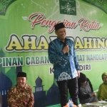 Wali Kota Kediri Abdullah Abu Bakar saat memberi sambutan di acara launching Sapa Muslimat (Sahabat Perempuan dan Anak Muslimat) di Kantor PC Muslimat NU. Foto: Ist.