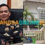 Ketua Komisi III DPRD Gresik, Sulisno Irbansyah, dan Kantor DLH Gresik. Foto: SYUHUD/BANGSAONLINE