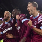 Para pemain West Ham merayakan gol ke gawang Bournemouth