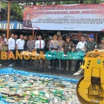 Pemusnahan hasil penindakan Operasi Pekat Ramadan 2024 di Mapolres Batu. Foto: ADI WIYONO/BANGSAONLINE