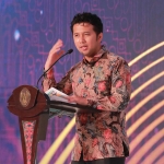 Wakil Gubernur Jawa Timur Emil Elestianto Dardak saat menghadiri Rakorpusda Pengendalian Inflasi Tahun 2022 di Ballroom Hotel Shangri-La Surabaya, Rabu (14/9/22).