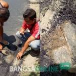 Warga mengecek paving yang ditumpangi hotmix di Desa Pulo Lor, Kecamatan/Kabupaten Jombang.  foto: ROMZA/ BANGSAONLINE