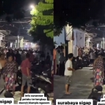 Tangkapan layar saat warga Klampis Ngasem memblokade jalanan dan mengejar dua orang terduga pelaku. Foto: Instagram.com/surabayakabarmetro