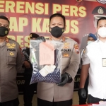 Kapolresta Sidoarjo Kombes Pol. Kusumo Wahyu Bintoro saat ungkap kasus, Selasa (14/9/2021).