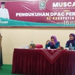 Nurkayati, Ketua Terpilih DPC Perempuan Bangsa Ngawi saat menyampaikan sambutan.