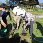 Wali Kota Batu Dewanti Rumpoko saat penanaman pohon bertajuk “Batu Terus Menanam 1 Nama 1 Pohon” bersama YPPII Kota Batu.