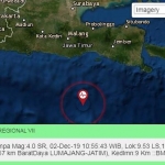 Titik kordinat lokasi gempa.