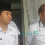 Wabup Trenggalek Moh. Nur Arifin (kiri) dan Helmi Perdana Putra Inspektorat Provinsi Jatim saat memberikan keterangan di Rumah Dinas Wabup. foto: HERMAN/ BANGSAONLINE