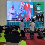 Syaikh Prof. Dr. dr Yusri Rosdi Sayyid Jabr saat menyampaikan orasi ilmiah pada   dalam acara wisuda ke-4 sarjana dan pascasarjana Universitas KH Abdul Chalim (UAC) Pacet, Kabupaten Mojokerto, Ahad (3/9/2023). Foto: m mas