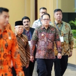 Pj. Gubernur Jatim, Adhy Karyono saat mendampingi Wapres RI, Ma’ruf Amin dalam kunjungan kerja dalam pembukaan Asian Pacific Aquaculture (APA) 24, di Grand City Convention & Exhibition Hall Surabaya, Kamis (4/7/2024). Foto: Ist.