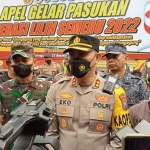 Kapolres Tulungagung AKBP Eko Hartanto saat memberikan keterangan kepada wartawan usai apel gelar pasukan.