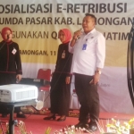 Direktur Perumda Pasar Lamongan, Suhartono saat sosialisasi beberapa waktu lalu.
