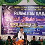 Suasana pengajian umum sekaligus halal bihalal yang digelar Generasi Anak Sumber Agung (Ganas) Desa Jonggrang Kec. Barat, Magetan.