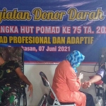 Peringati HUT ke-75 Polisi Militer Angkatan Darat, Subdenpom V/4-3 Pamekasan menggelar donor darah di Markas Subdenpom Jalan Kemayoran No. 09 Kabupaten Pamekasan, Senin (7/6/2021). (foto: ist)