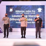 Launching ETLE atau tilang elektronik di gedung Mahameru Mapolda Jatim, Selasa (23/3/2021).