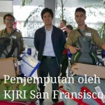 Faishal (kanan) bersama Roby  mengapit Andy saat kedatangan di Bandara San Francisco. foto: dok. wanala