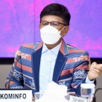 Menkominfo, Johnny G. Plate, ketika menghadiri dialog publik bertajuk 