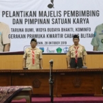 Bupati Blitar Rijanto saat menghadiri acara pelantikan Majelis Pembimbing dan Pimpinan Satuan Karya (Saka) Gerakan Pramuka Kwarcab Blitar. 