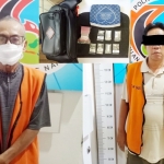 Kedua tersangka bersama barang bukti (inset) yang berhasil diamankan saat penggeledahan.