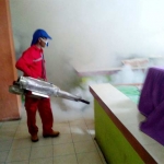 Petugas saat melakukan fogging.