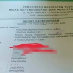 Contoh Suket pengganti KTP elektronik.