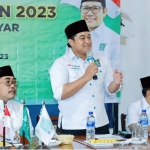 Bacabup Gresik Syahrul dalam acara PKB dengan Wakil Ketua DPP PKB Jazilul Fawaid. FOTO: ist.