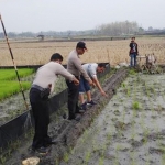 Polisi saat menunjukkan lokasi kejadian tewas kesetrum.