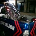 Sepeda motor korban saat diamankan petugas Sat Lantas Polres Jombang. foto: romza/ BANGSAONLINE