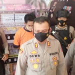 Kapolres Madiun kota AKBP Dewa Putu Eka Darmawan memaparkan kejadian perkara kepada awak media.