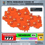 Peta sebaran kasus Covid-19 di Kabupaten Tuban per Minggu (29/11/20).