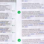 Bukti SMS yang masuk melalui Bank BRI