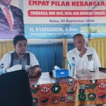 H. Syafiuddin Asmoro saat sosialisasi empat pilar kebangsaan di Yayasan Assyarqowiyah, Rabu (23/09/2020).