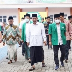 Gus Muhammad Fawait (paling kanan), saat menjadi tuan rumah Pelatihan Kader Lanjutan GP Ansor Kencong di Ponpes Nurul Chotib, Al Qodiri IV, Kencong, Jember. foto: istimewa