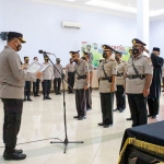 Suasana serah terima jabatan di Gedung Graha Bhakti Bhayangkara Polres Jombang.