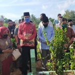 Menko Polhukam Mahfud MD saat ziarah ke makam ayahnya, Mahmoodin di Pamekasan Madura, Sabtu (27/6/2020). foto: ist/ bangsaonline.com