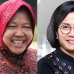 Kolase Foto Menteri Sosial, Tri Rismaharini, dan Menteri Keuangan, Sri Mulyani.