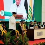 LaNyalla Mattalitti saat menyampaikan orasi ilmiah di IAIN Tulungagung dalam Rapat Senat Terbuka pengukuhan Guru Besar Profesor Munardji, Rabu (9/9/2020).