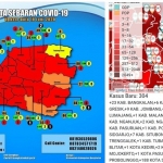 Peta sebaran Covid-19 yang dirilis Pemkab Bangkalan melalui covid19.bangkalankab.go.id (kiri) dan peta sebaran Covid-19 Pemprov Jatim di http://infocovid19.jatimprov.go.id. 